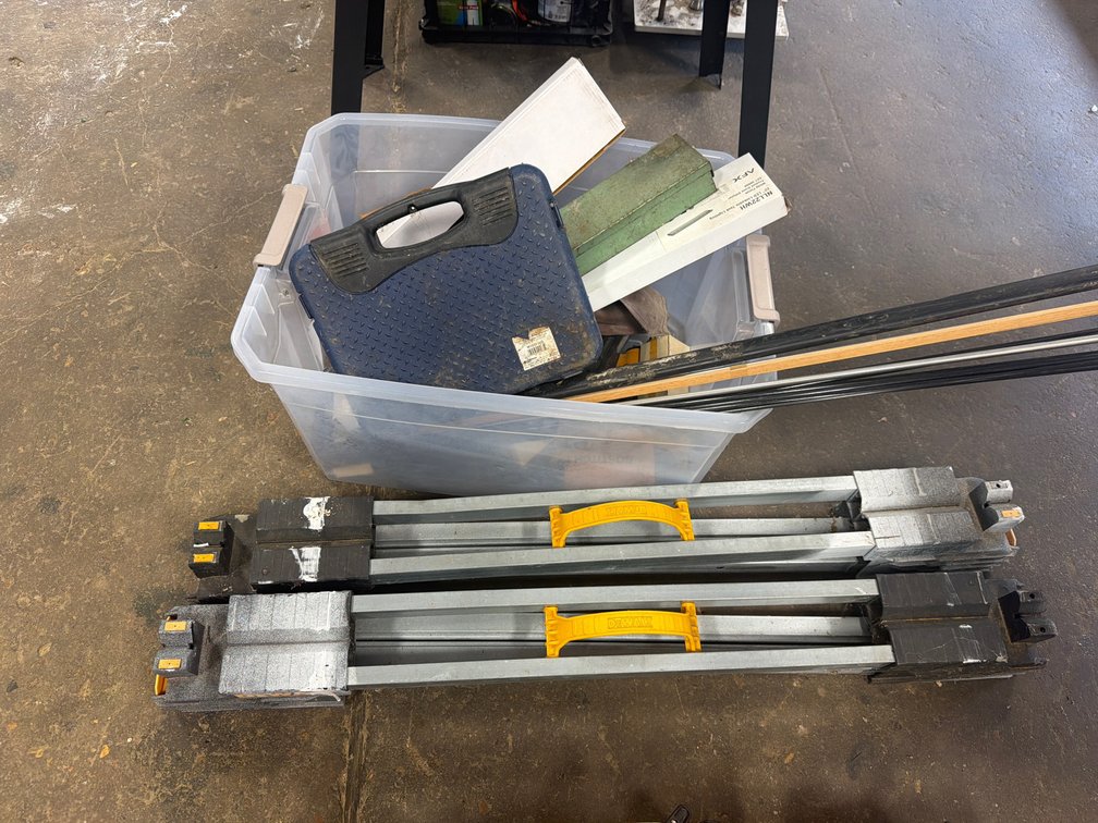 Folding Sawhorses, Storage Tote with Task Lighting, Tool Cases, and More