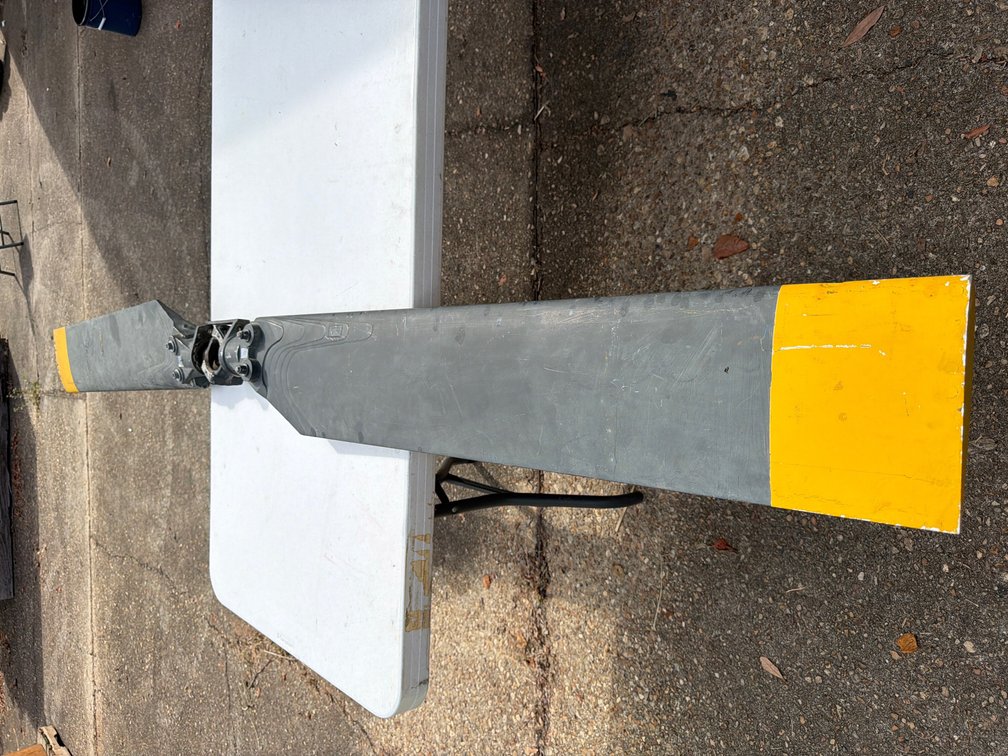 Helicopter Two-Blade Rotor Assembly with Hub