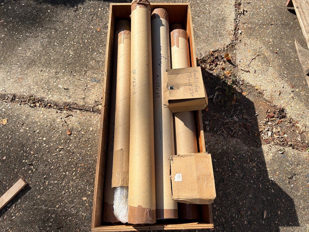 Crated RC Helicopter Rotor Blades in Storage Tubes