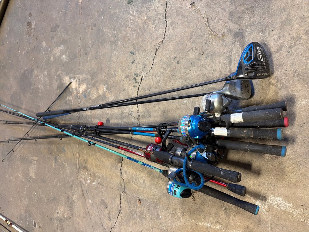 Assorted Fishing Rods, Reels & Golf Clubs Lot