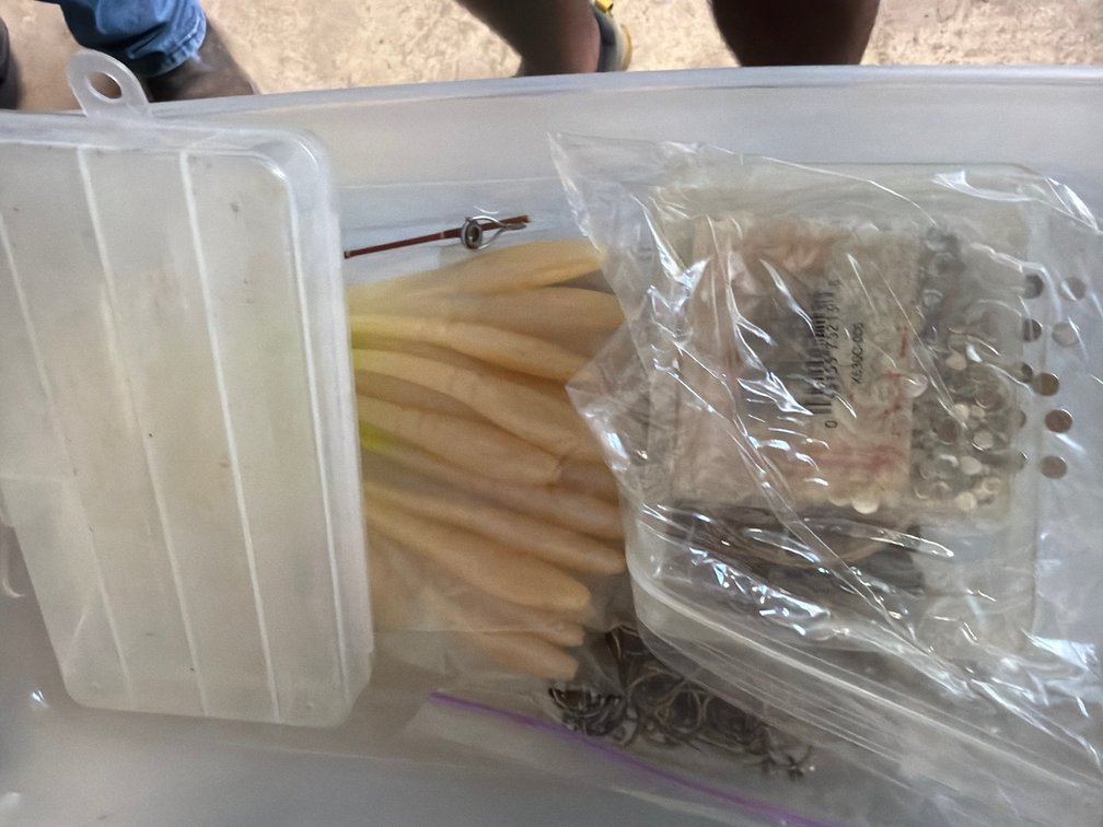 Three Tubs of Fishing Lure-Making Materials, Craft Supplies & Fishing Line