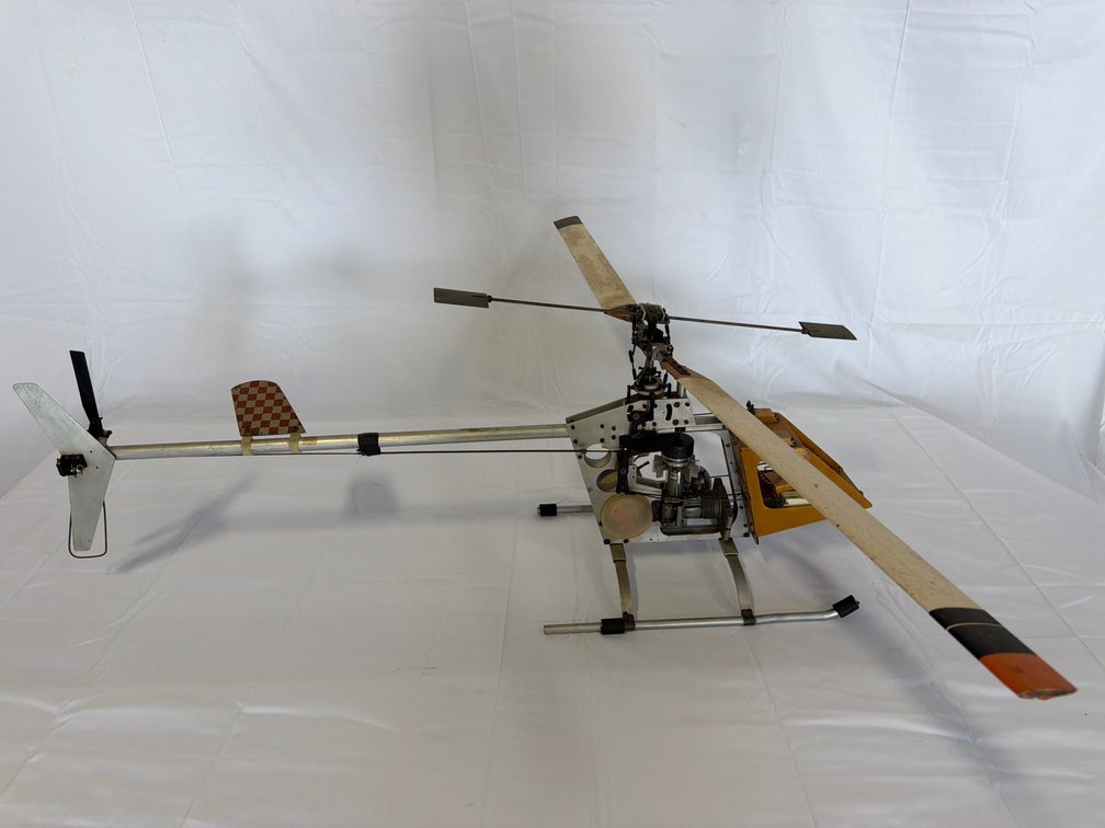 Vintage RC Helicopter Chassis With Engine