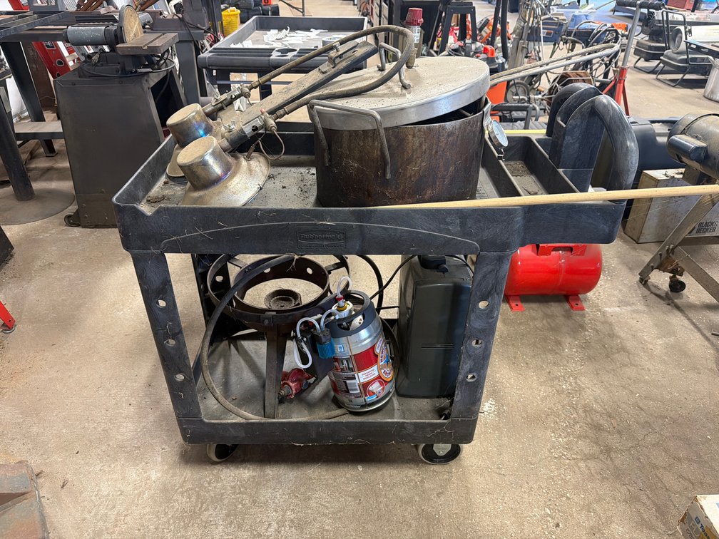 Utility Cart with Outdoor Burner, Stock Pot, Mini Keg, and More