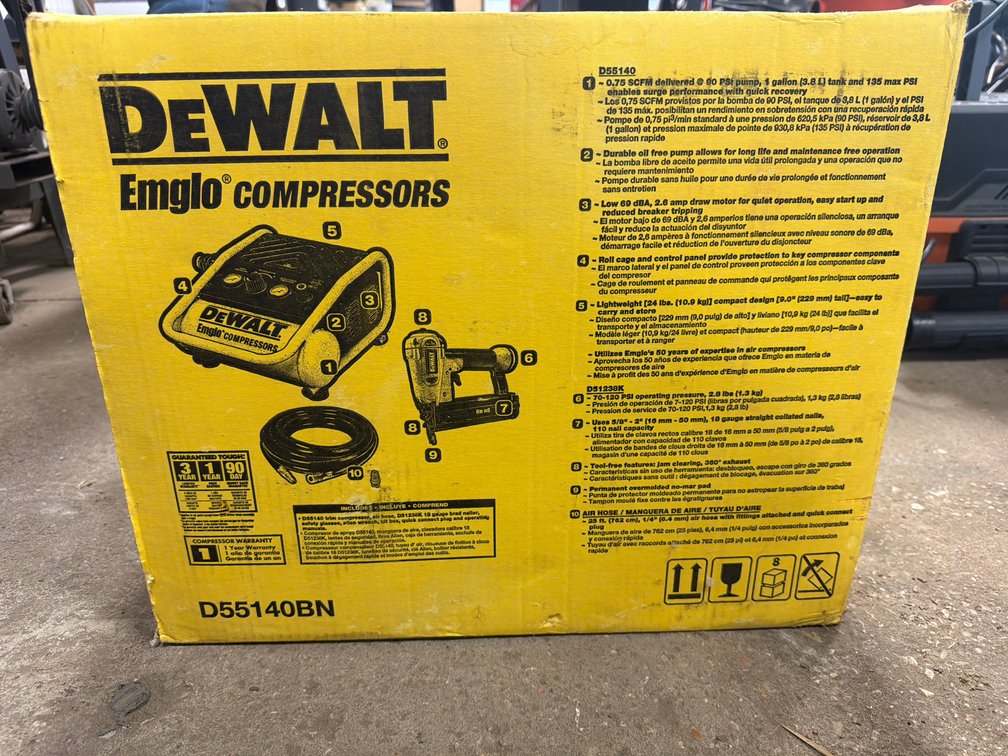 DEWALT Emglo Brad Nailer and Compressor Combo Kit