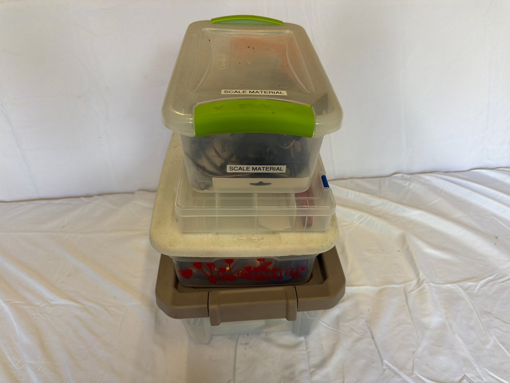 Set of (4) Storage Totes & RC Heli Supplies