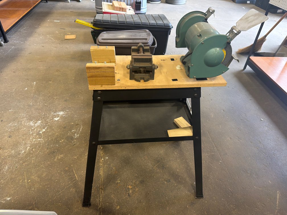 Tool Stand Workbench with Bench Grinder and Machine Vise