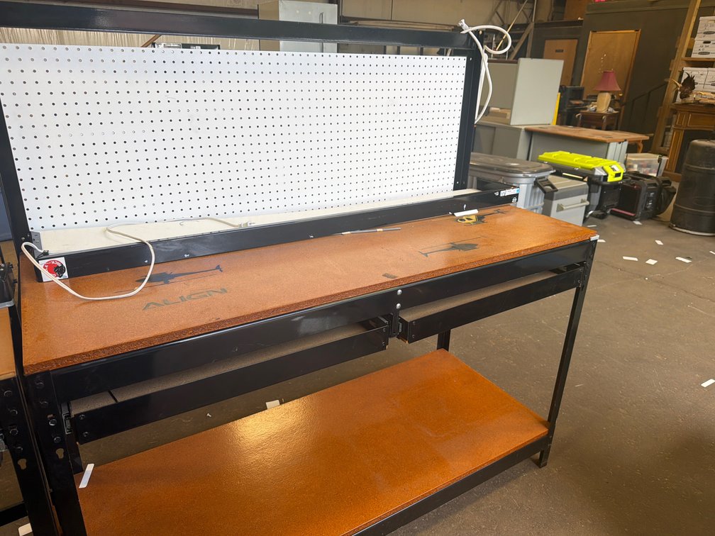 Metal Frame Workbench with Pegboard and Drawers