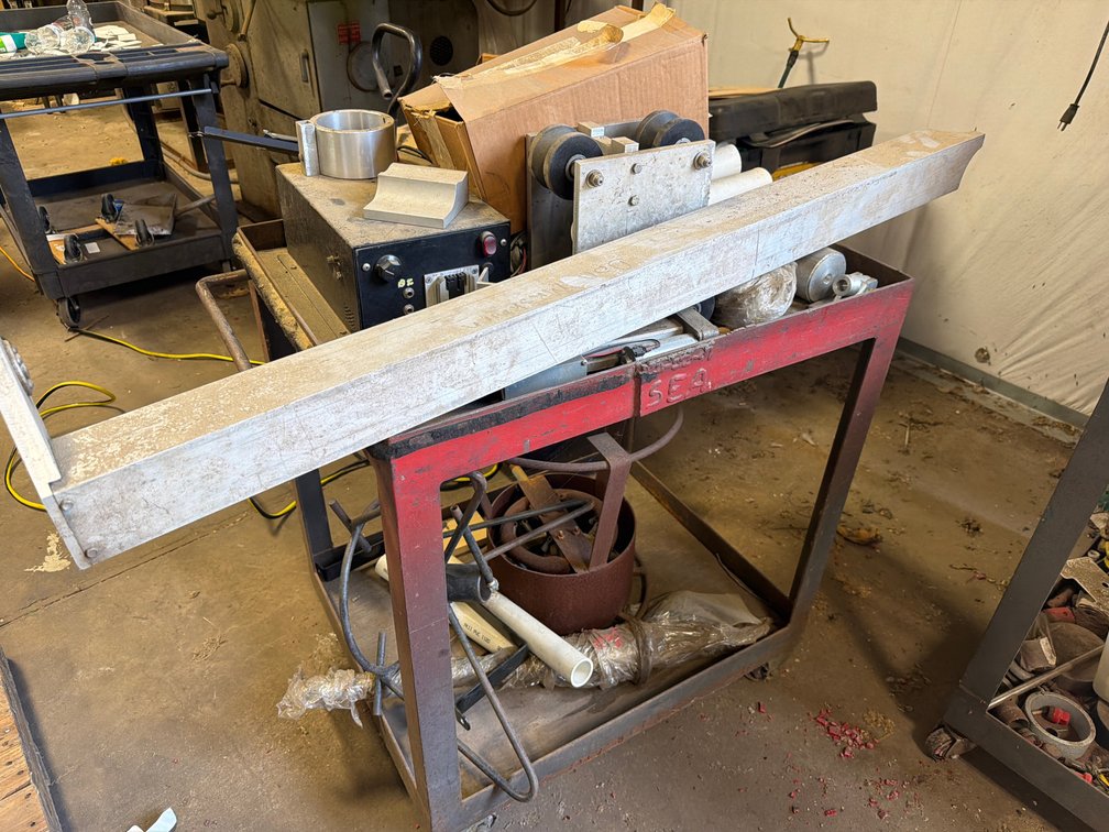 Red Steel Shop Cart with Roller Drive Assembly, Control Box, and More