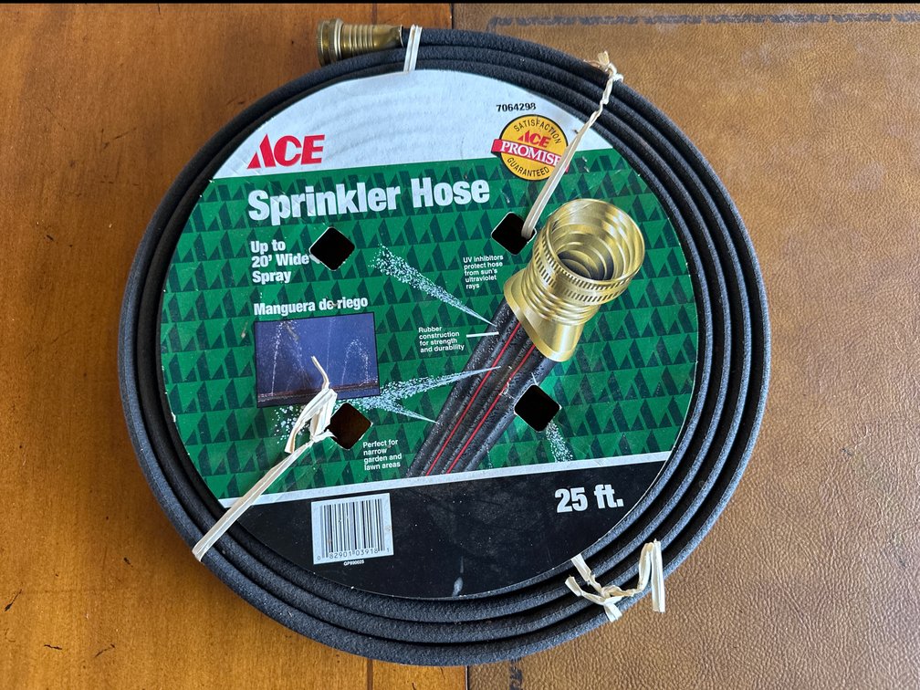 New - Ace Hardware 25ft Sprinkler Hose Up To 20' Wide Spray