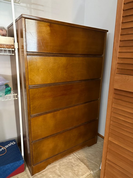 46 1/2" Tall Wood Five Drawer Chest of Drawers 