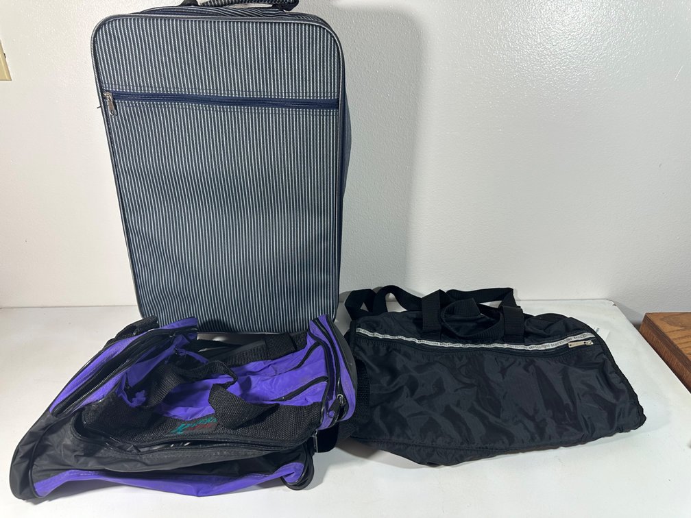 Carryon Size Suitcase and Two Duffle Style Bags 