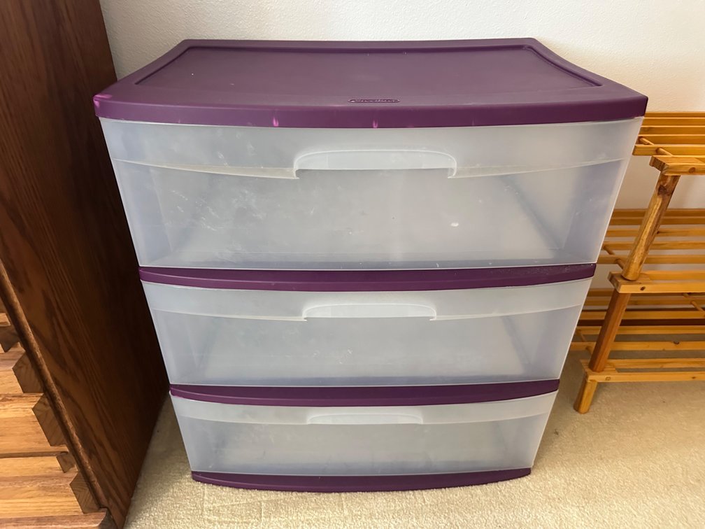 Three Drawer Purple Storage Drawers