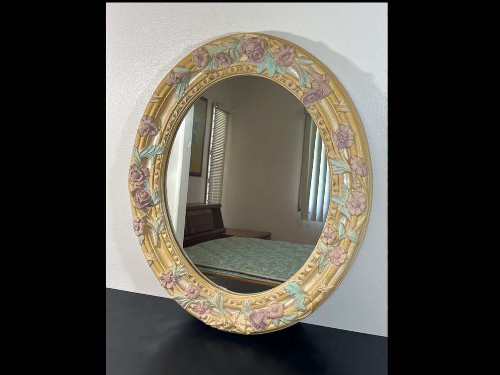 28"X 23" Vintage Oval Floral Decorative Wall Mirror 