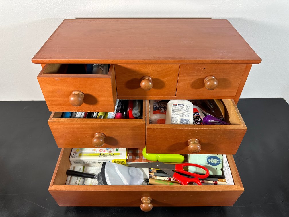 12" Tall Multi-Drawer Storage Cabinet with Contents 