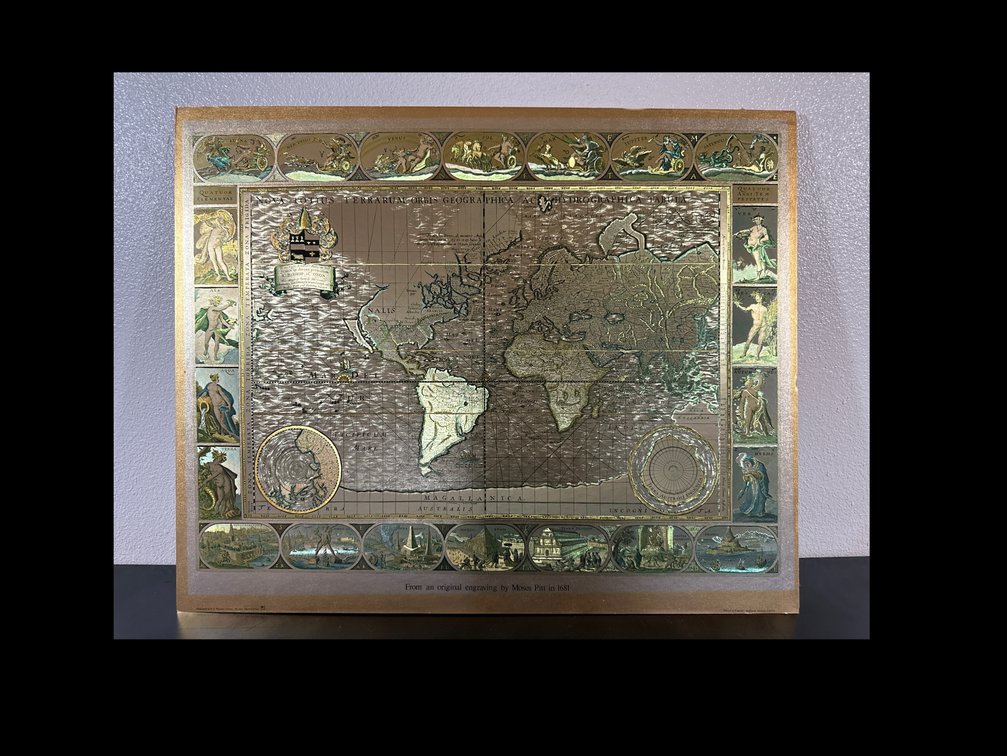 Unique Foil Print on Paper Board From the Original Engraving by Moses Pitt in 1681