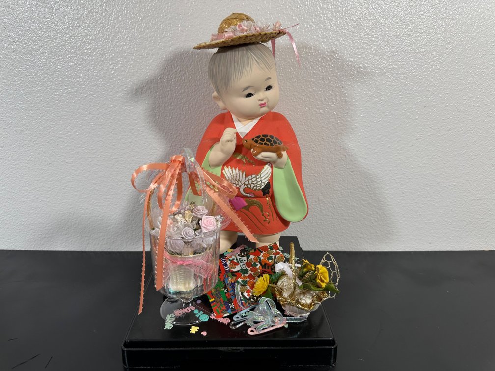 11" Tall Japanese Figurine Hold Sea Turtle