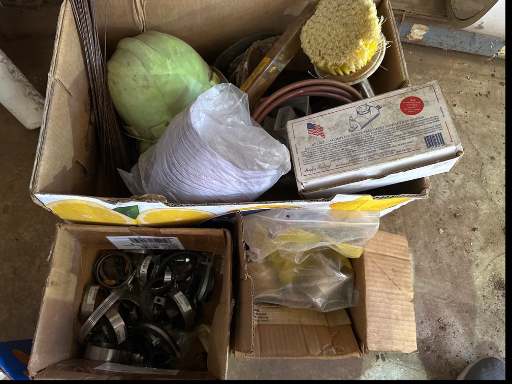 Mixed Lot of Pipe Straps, Hard Hat, Complete Toilet Treatment System Parts and More