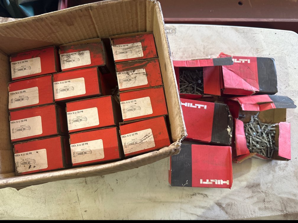 Boxes of Hilti X-U 32 P8 Nails