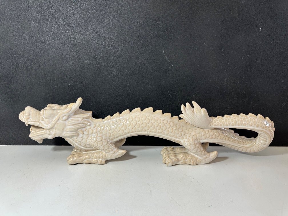 20" Long Ceramic Dragon Sculpture 