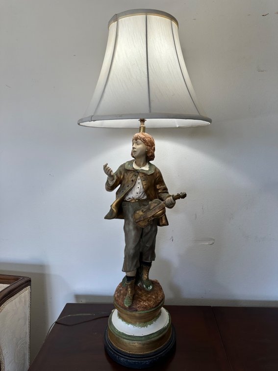 Vintage Marbro Lamp Company Violine Player Figure Table Lamp 