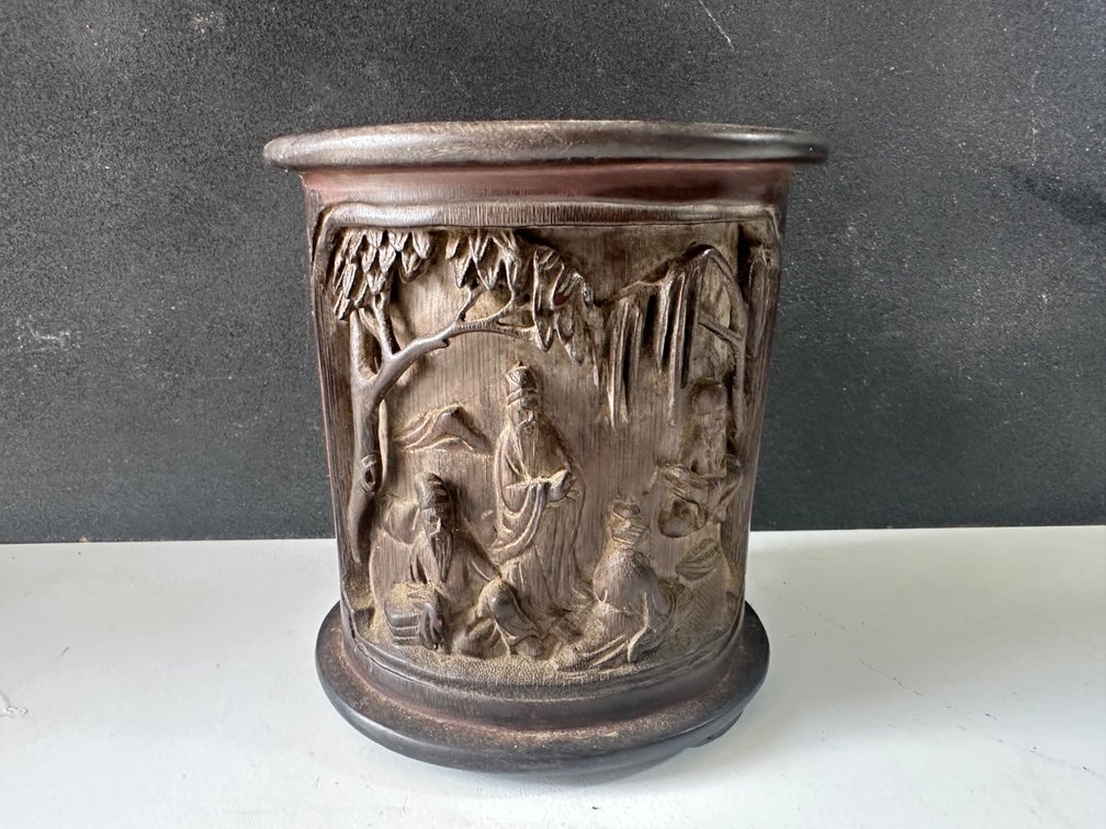 Hand Carved Wooden Pot 