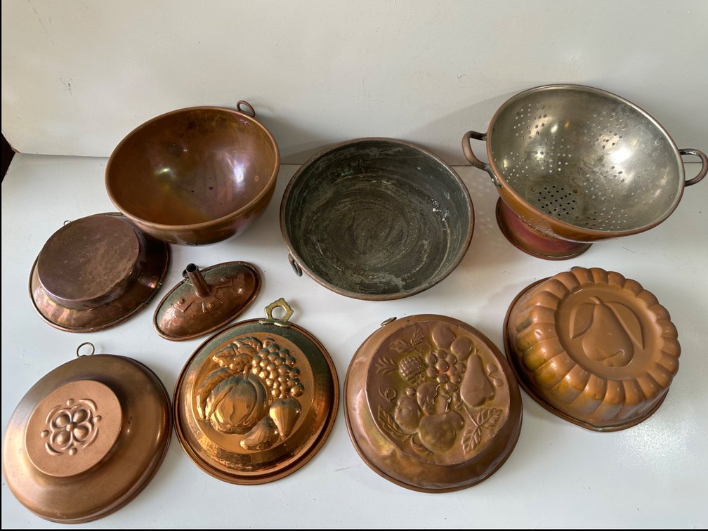 Copper Style Molds, Strainer and Bowl