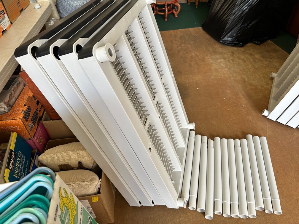Disassembled Durable Plastic Shelves and Legs