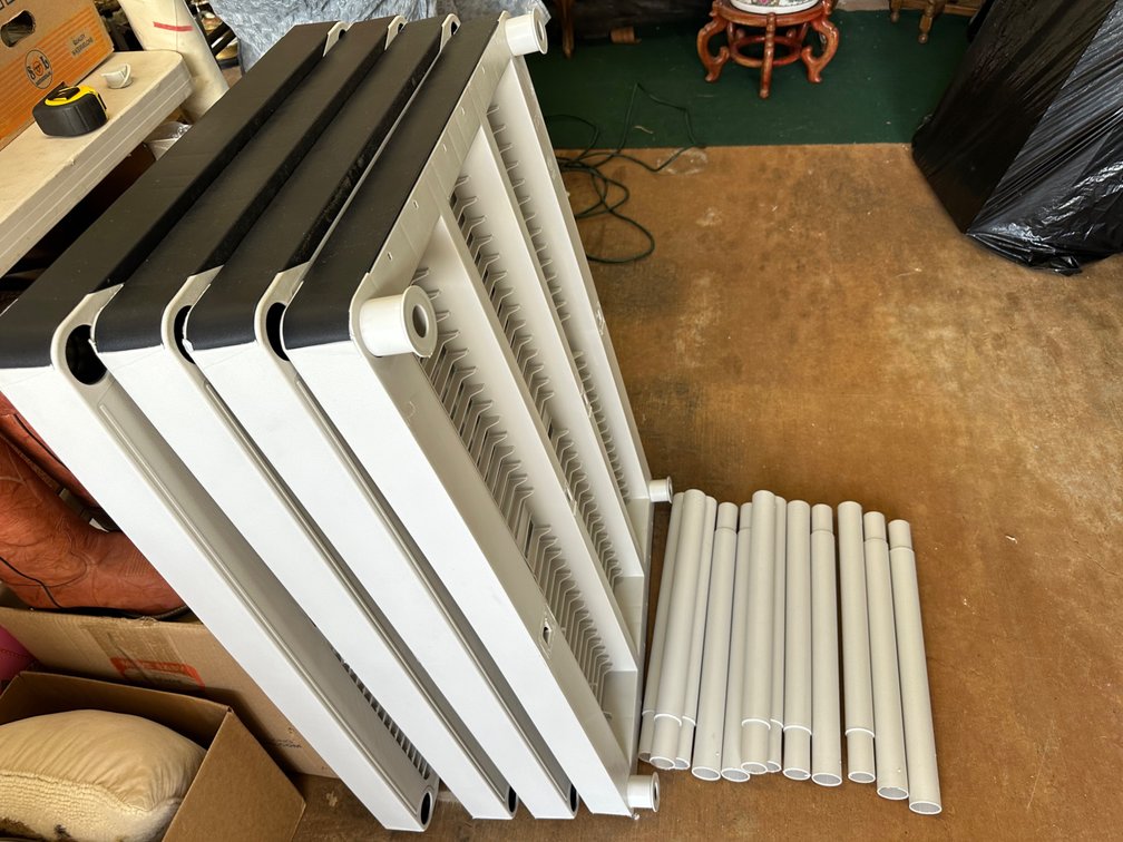 Disassembled Durable Plastic Shelves and Legs