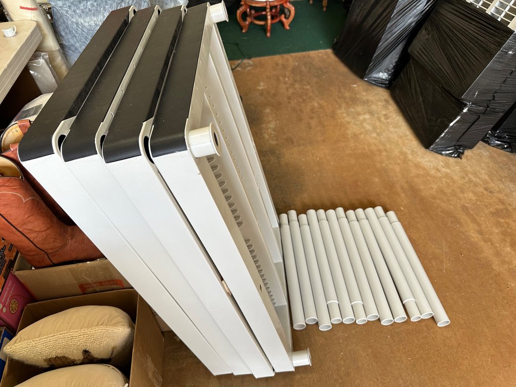 Disassembled Durable Plastic Shelves and Legs