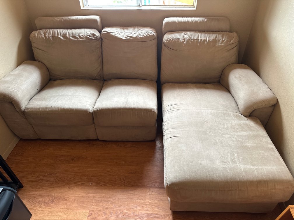 Light Colored Small L Shape Sectional Couch