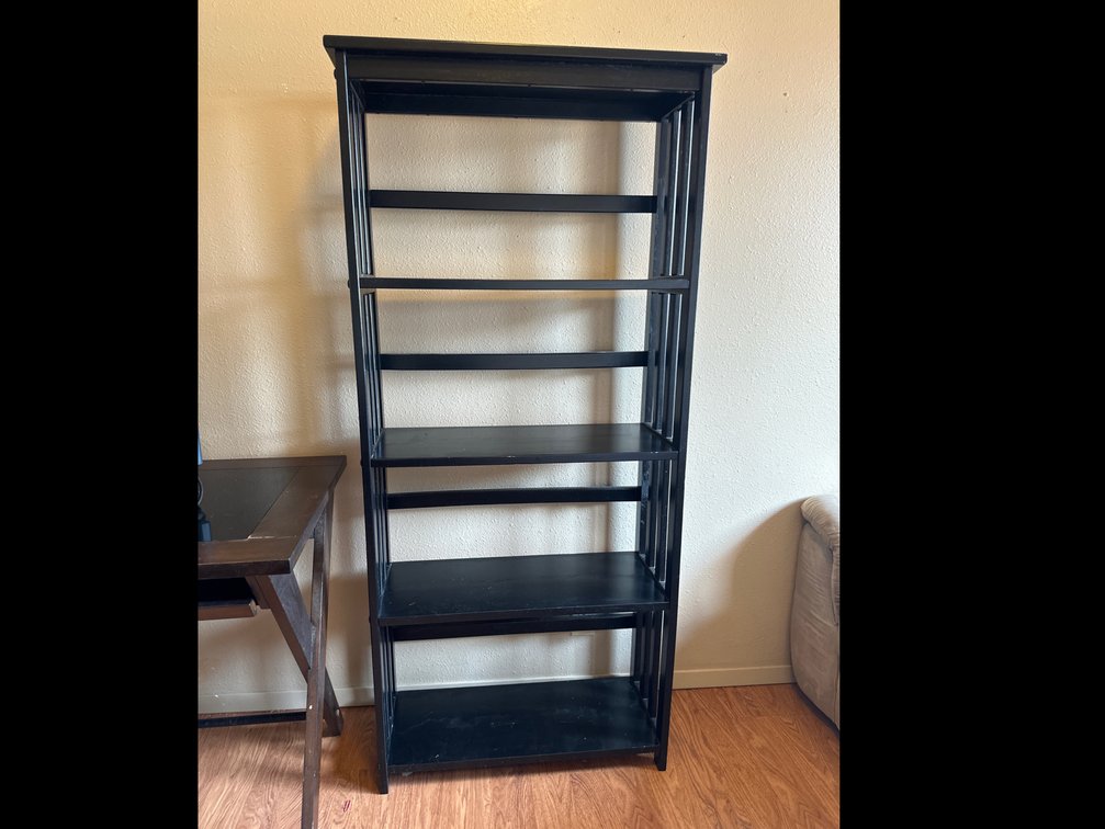 64" Tall Black Wood Shelf