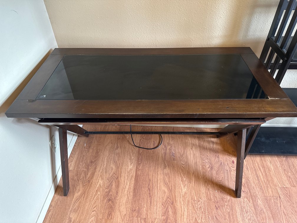 Wood with Glass Inlay Computer Desk 