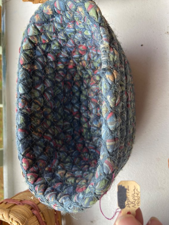 Blue fabric Basket, handmade by Alaska artist