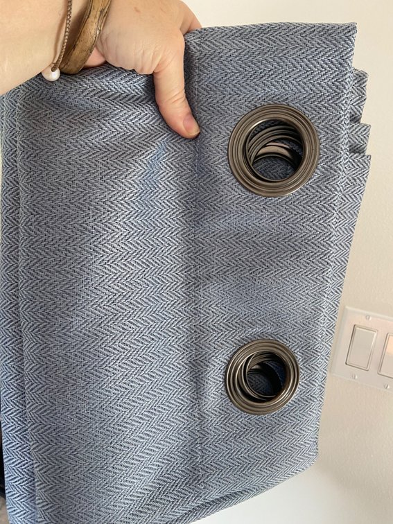 Two long blue, Heather curtain panels