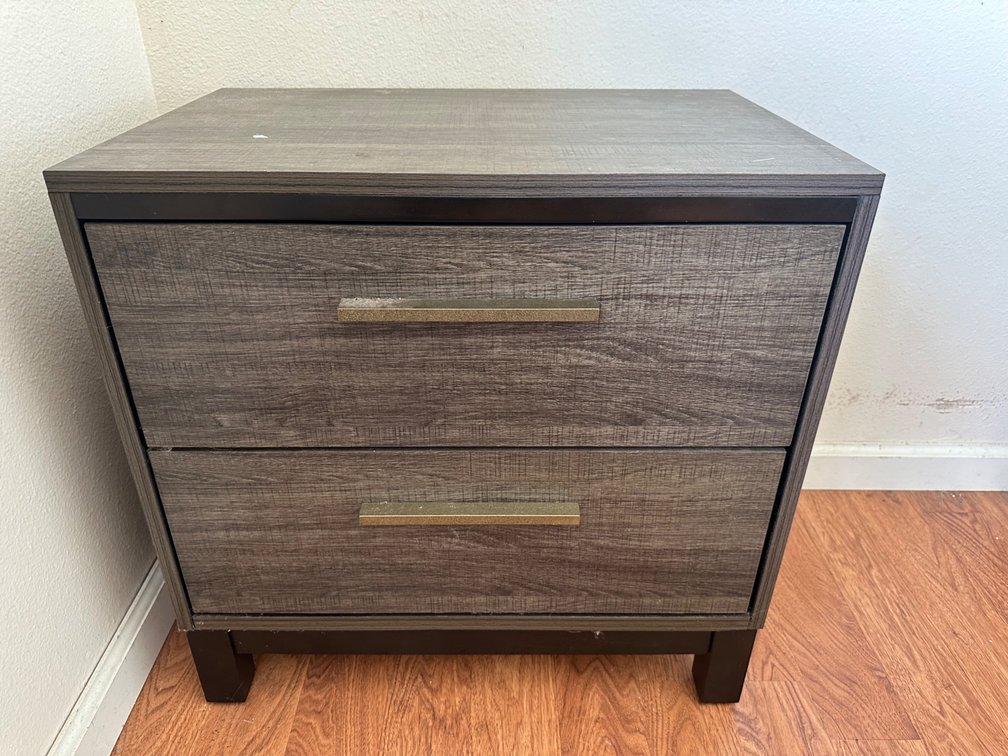 Black and Gray Wood Laminate Nightstand