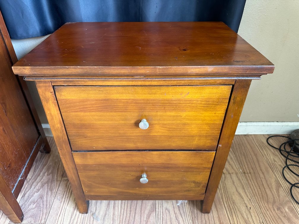 Two Drawer Wood Night Stand