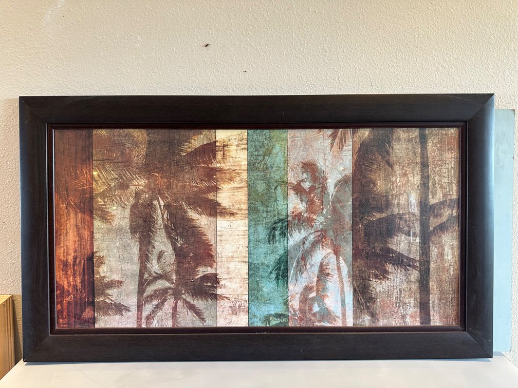 45" Long Framed Multiple Panel Palm Tree Art 