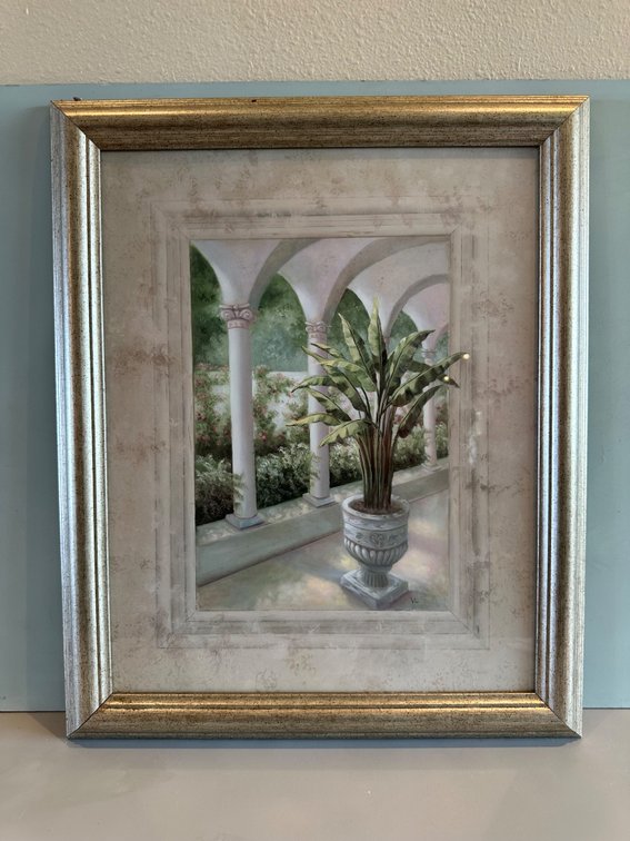 Framed Column Greenery Print  
