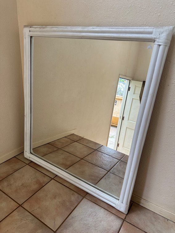 Large White Island Style Wall Mirror 