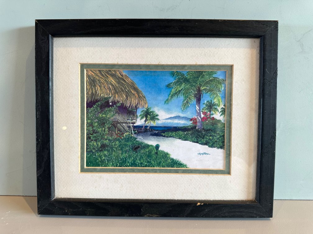 Framed Signed "Gapton" Beach Scene Print