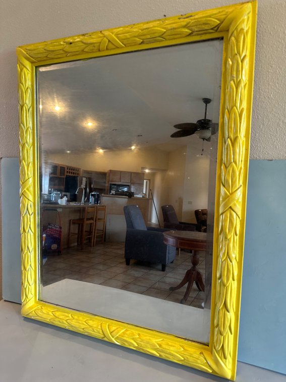 Painted Yellow Wood Framed Mirror