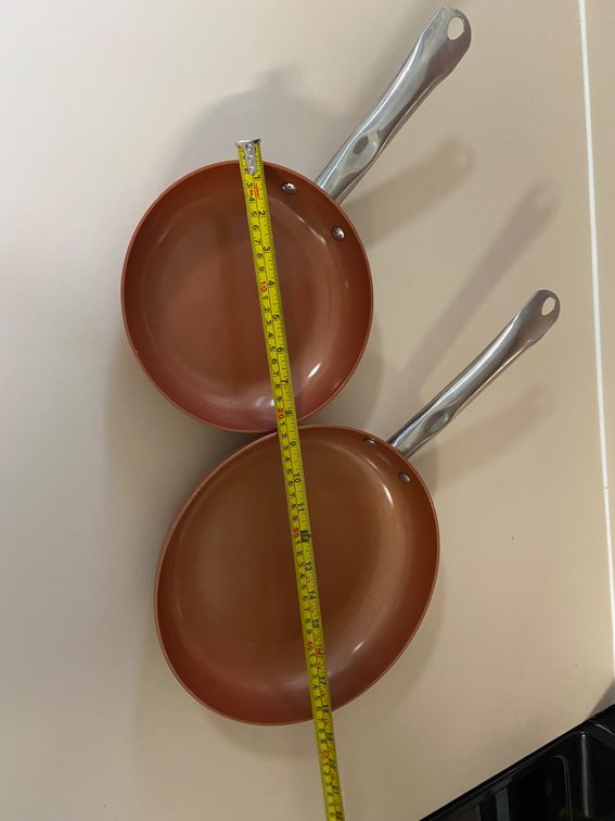 Two Copper Chef skillets