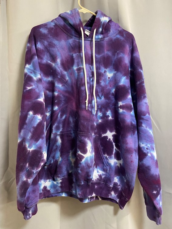 Purple, tie-dyed, Cotton hoodie