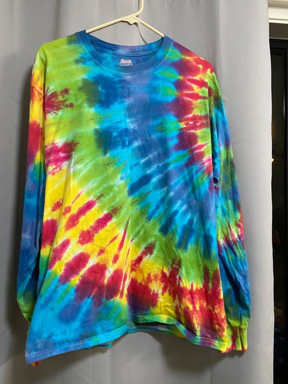 Colorful long sleeve tie-dyed Hanes shirt