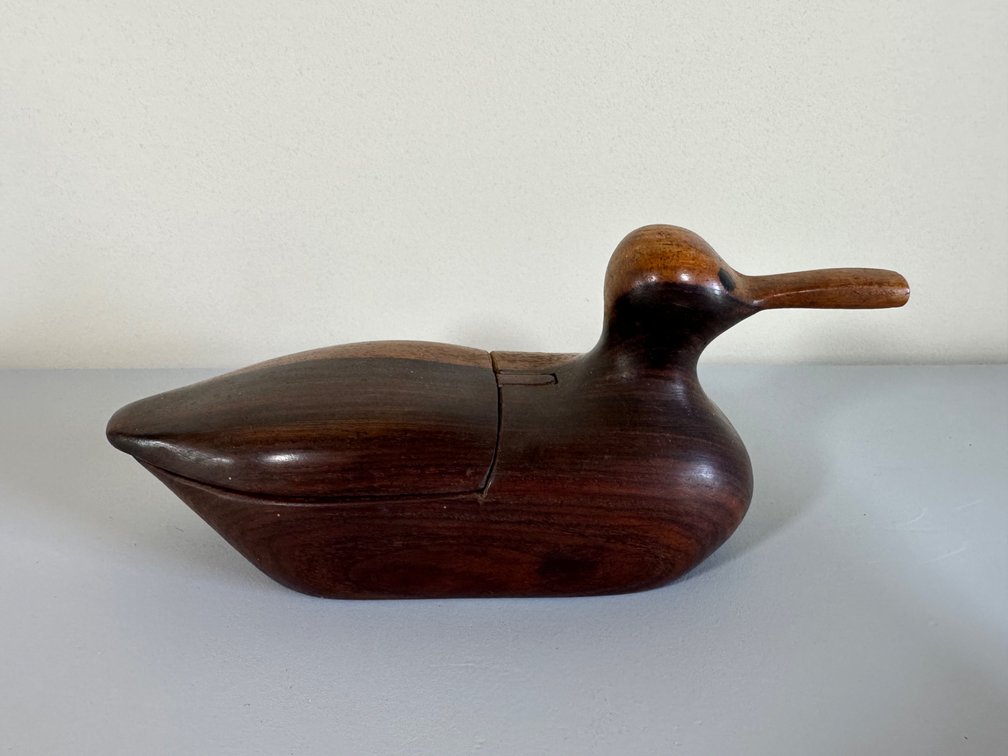 Mid-Century Modern Wooden Duck Container