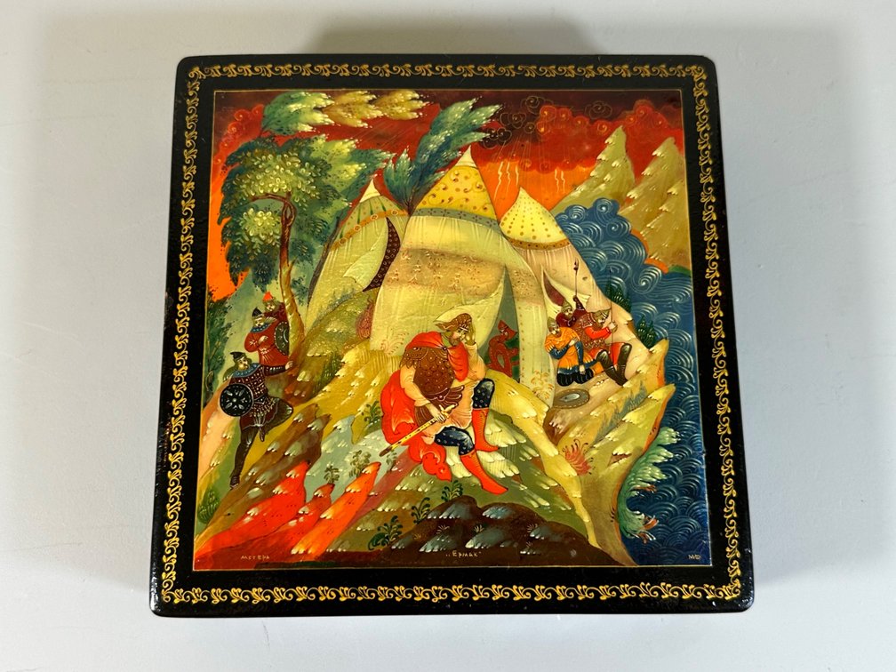 Soviet-Era Hand-Painted Lacquer Box