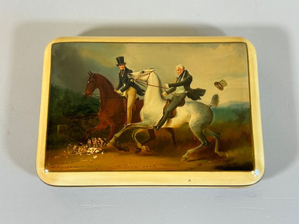 Hand-Painted Equestrian Snuff Box