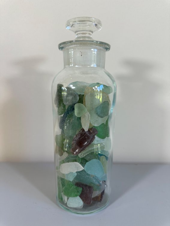 Sea Glass Collection in Vintage Apothecary Jar