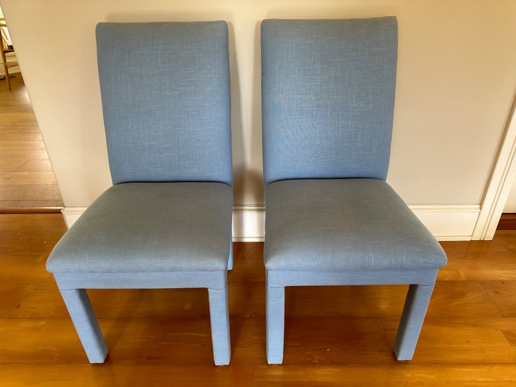 (X's 2) Contemporary Blue Upholstered Dining Chairs