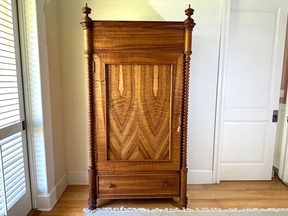 "The Lunalilo Heirloom" - Marcus Castaing's Handcrafted Curly Koa Wood Clothing Chest